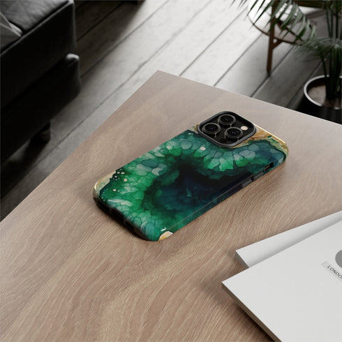 Green Geode in Watercolor - Impact Resistant Phone Case